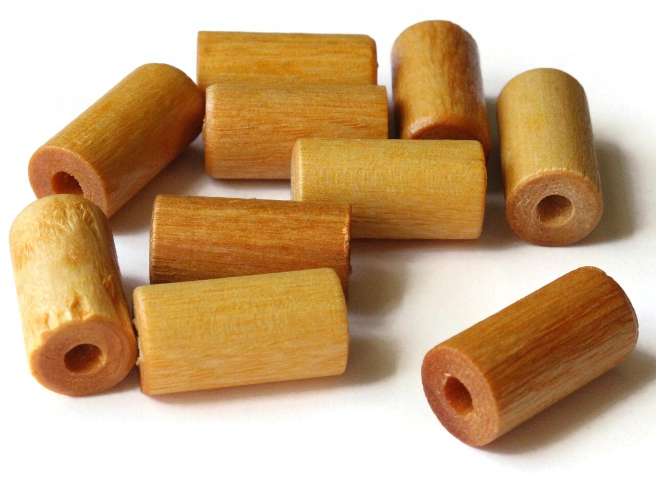 10 25mm Large Wood Light Brown Tube Beads Vintage Wooden Macrame Beads